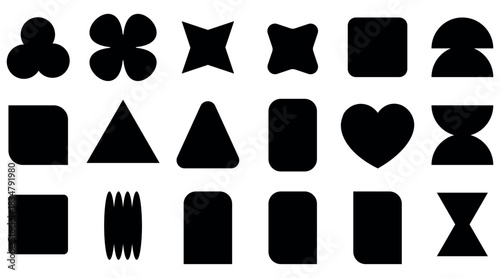 Geometric Shape Collection in Black and White Diverse Abstract Vector Design Elements for Modern Creative Projects a Visual Representation of Basic Forms