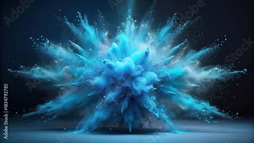 Dynamic Azure Powder Burst An Abstract Explosion of Color and Motion