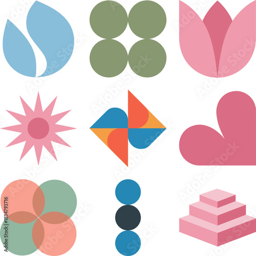 Colorful Abstract Geometric Shapes Icons