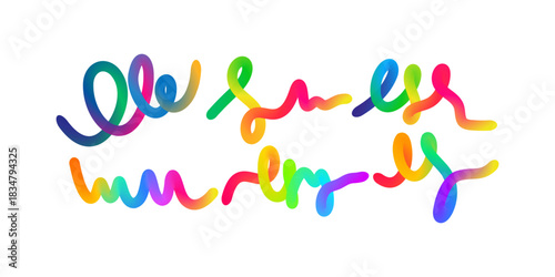 Complete abstract gradient color lines set with three dimensional wave line patterns and vector spiral rainbow ribbons for professional layouts templates and commercial creative artwork