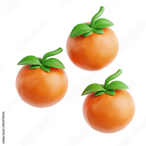 Three Orange Fruits 3D Render