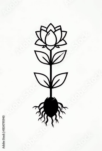 Growth cycle animation showcasing a plant's botanical development from seed to blossoming flower