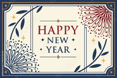 Luxury Happy New Year with massive colorful fireworks and blue background