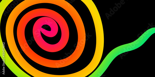 Striking multicolor gradient wave ribbons displayed on deep black background featuring three dimensional curved lines for bold modern abstract decorative graphic design aesthetics