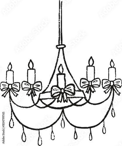 Sketch Christmas Chandelier with Bow