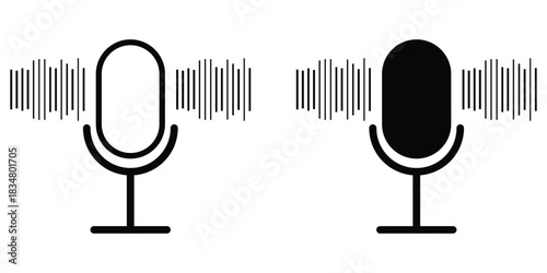 Different microphone icon collection. Microphone icon shape, microphone circular icon, microphone square icon. eps 10