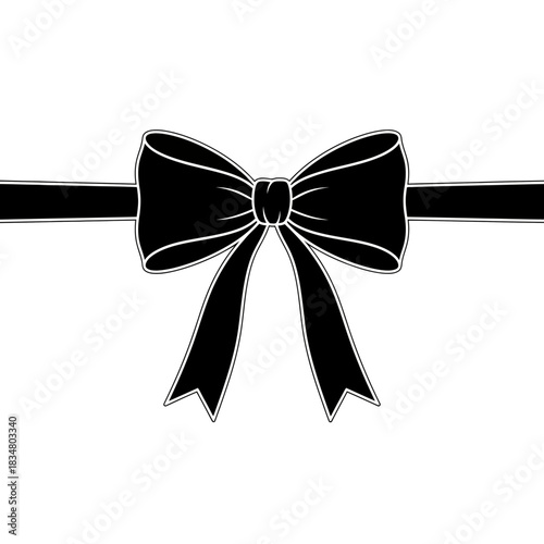 Elegant Black Bow and Ribbon Illustration
