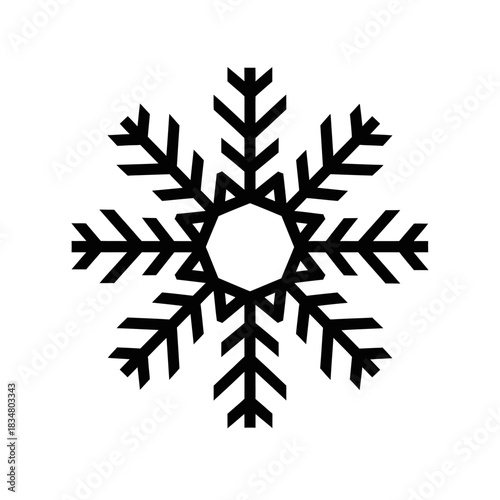 Geometric Black Snowflake Icon Isolated on White Background
