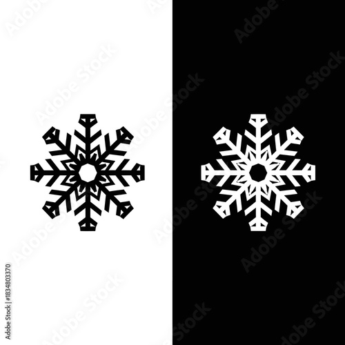 Minimalist Snowflake Icon in High-Contrast Black and White Design