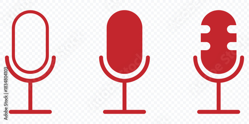 Podcast microphone. Different variant Microphone icons for web and mobile app icon. Voice, recording Studio Symbol collection. Vector illustration.