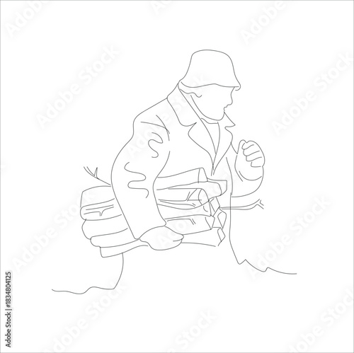 men carrying firewood.boy carrying firewood on his back