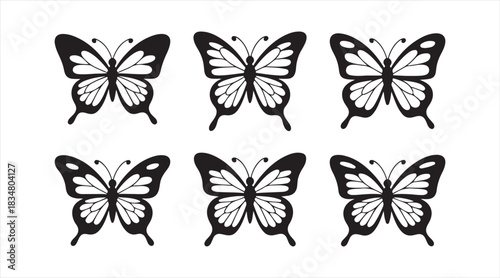 Nature-inspired butterfly symbol set featuring ornate wing details for crafting, branding, and illustration work