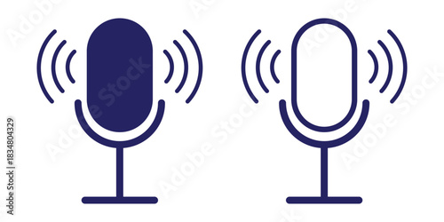 Podcast microphone. Different variant Microphone icons for web and mobile app icon. Voice, recording Studio Symbol collection. Vector illustration.