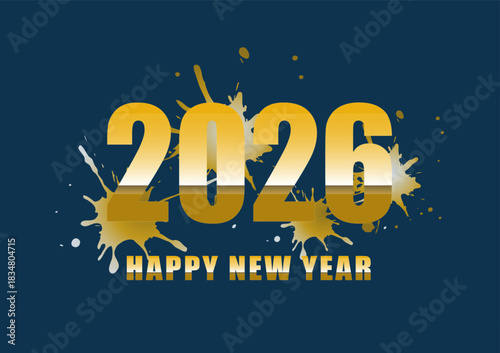 Happy new year 2026 with text design
