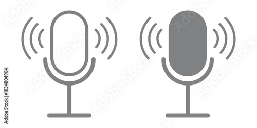 Podcast microphone. Different variant Microphone icons for web and mobile app icon. Voice, recording Studio Symbol collection. Vector illustration.