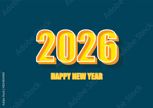 Happy new year 2026 with comic text style