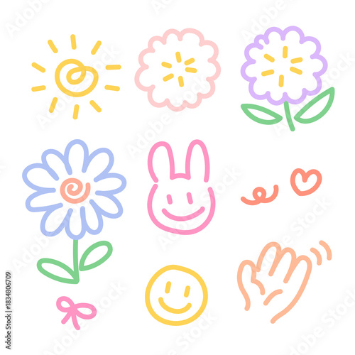 귀여운 라인 일러스트