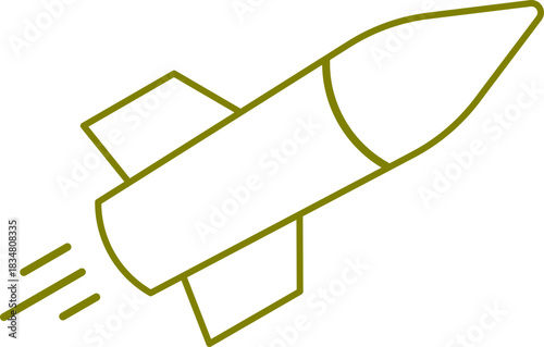 rocket minimal stroke-based vector illustration green olive color