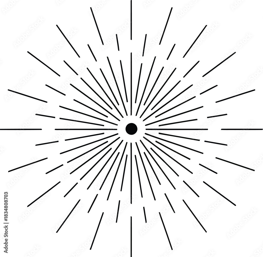 Obraz premium Minimalist sunburst design with radiating lines
