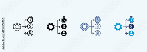 resource allocation Icon Set Multiple Style Collection