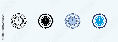 cycle time Icon Set Multiple Style Collection