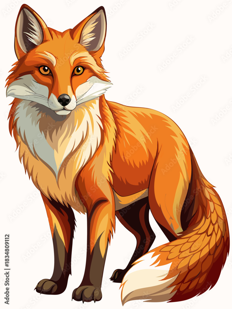 Fototapeta premium fox real, full body , white background 