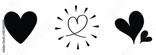 Hand drawn hearts. unique heart various styles and shapes. Scribble love symbols for valentine designs. eps 10