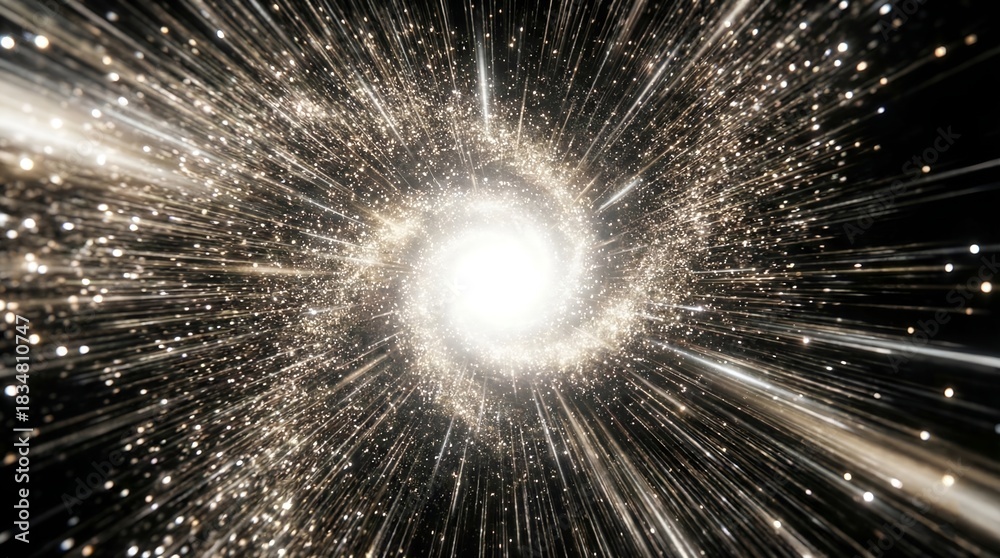 Obraz premium Into the Future: Champagne Gold Stardust Hyperspace Warp Tunnel