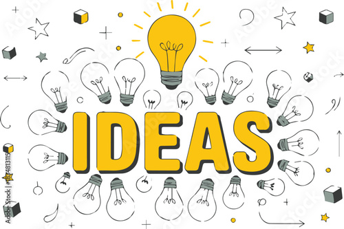 ideas brainstorming lightbulb icon vector for business presentation