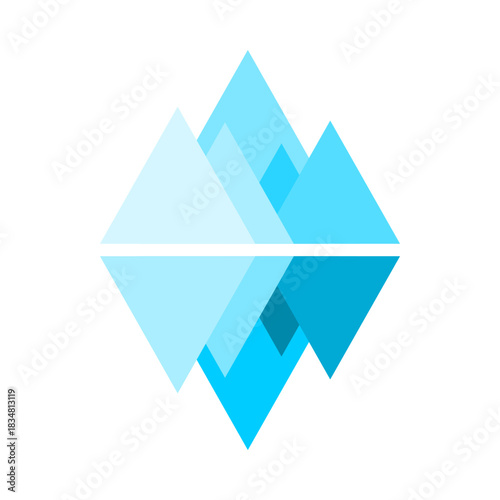 Blue iceberg or ice mountain flat icon vector design