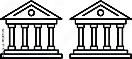 bank facade columned building government institution vector icon
