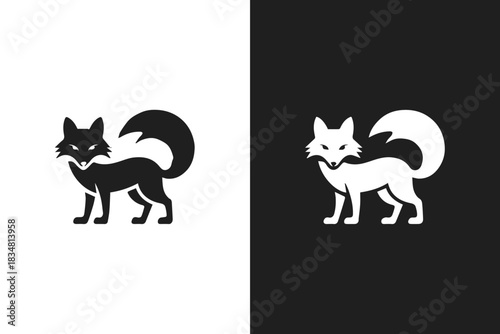 fox negative space mark dual color branding concept