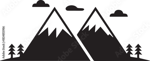 mountain badge featuring summit silhouette and sunrise rays
