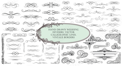 Ornate vintage frames and scroll elements. Classic calligraphy swirls, swashes, floral motifs. Good for greeting cards, wedding invitations, restaurant menu, royal certificates and graphic design.