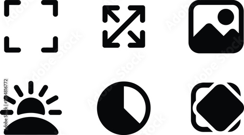 Equalizer, sliders and audio mixer silhouette icons, sound control symbols, black solid shapes, clean minimal vector set.