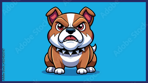 Cartoon bulldog with an angry expression and spiked collar