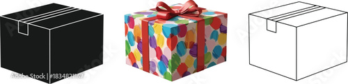 Polka dot gift box — black, colorful and white trio