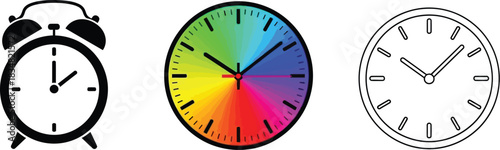  Wall Clock  black, colorful and white trio