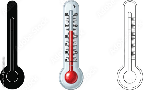 Medical Thermometer Scale black, colorful and white trio