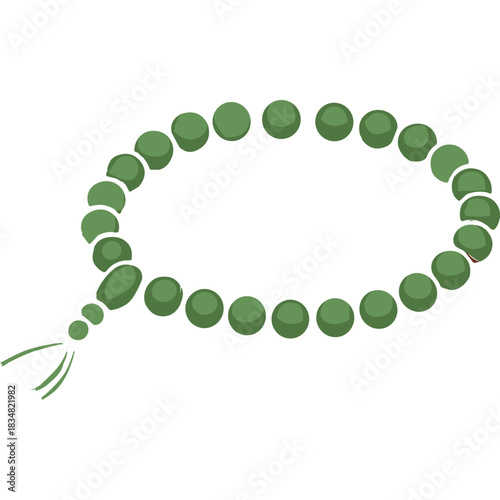 Green Prayer Beads With Tassel On Black Background Macro Shot With Detailed Texture And Matte Finish