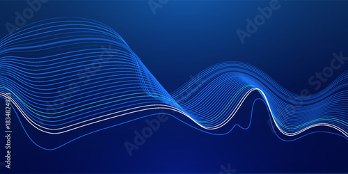 Sound wave blue technology background. Music wave futuristic big data background.