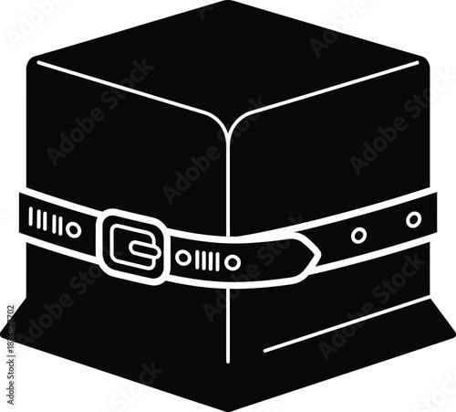 Kaaba with belt black glyph icon holy pilgrimage muslim hajj vector set dot.