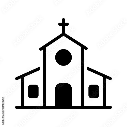 Vector solid black icon for Church