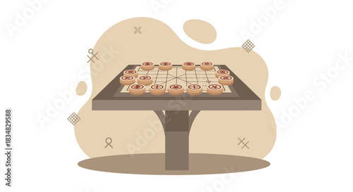 An illustration depicts a checkers game in progress, with pieces arranged on a brown table against a neutral background, suggesting strategy.