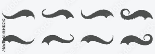 Swoosh and swash tails border or divider. Swoosh and swash typography tails shape.  Swoosh silhouette elements for baseball, football or athlet. eps 10