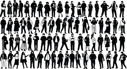 Diverse group of people in various poses and activities suitable for business social and lifestyle projects