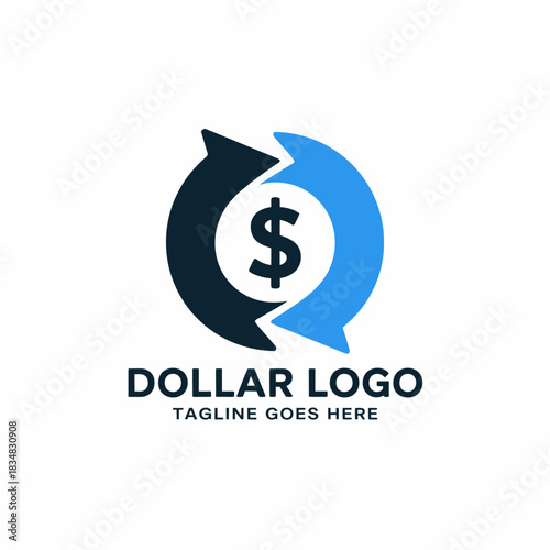 Minimalist Finance Logo Design: Dollar Symbol with Circular Arrows