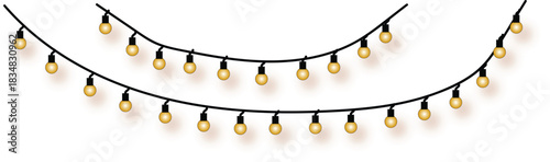 A decorative vector illustration of a hanging pepper lamp garland with glowing retro bulbs creating a warm and festive ambiance