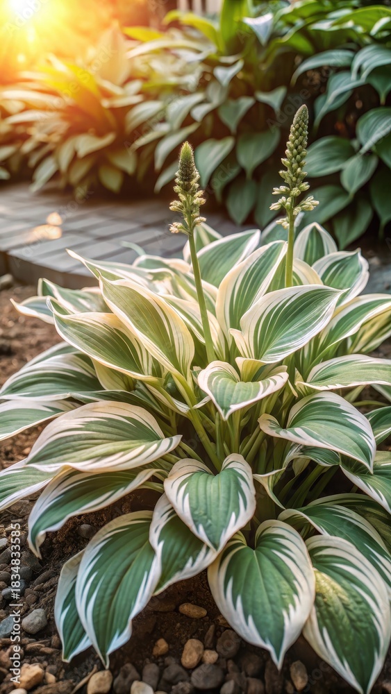 Fototapeta premium Summers Sweet Abode Hostas Bloom in a June Garden Oasis