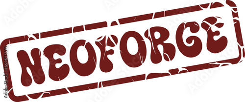 Distressed Red Rubber Stamp Impression Featuring the Dynamic Word NEOFORGE